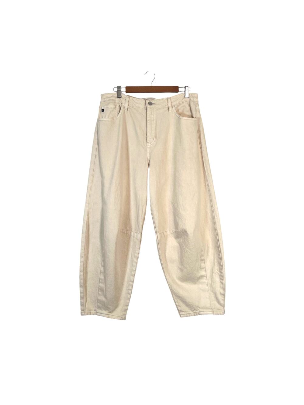 KanCan Womens Cream Barrel Balloon Leg Jeans High Rise Baggy Rigid Denim Size 30